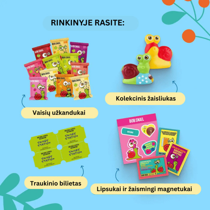 Traukinio vagonas su vaisių užkandukais ir žaisliuku - Nr4 | Bob Snail (107 g)