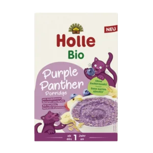 Ekologiška viso grūdo avižinių dribsnių košė su bananais, obuoliais ir mėlynėmis | Holle (200 g)