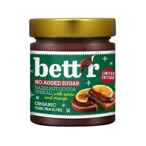 Ekologiškas lazdyno riešutų ir kakavos kremas su prieskoniais ir aplesinais | BETT'R (250 g)