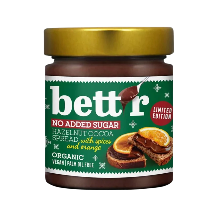 Ekologiškas lazdyno riešutų ir kakavos kremas su prieskoniais ir aplesinais | BETT'R (250 g)