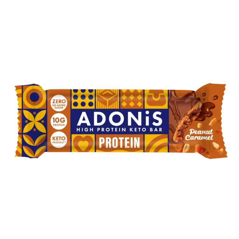 KETO karamelės ir žemės riešutų batonėlis | Adonis (45 g)