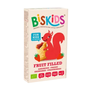 Ekologiški sausainiai su braškių įdaru | BISKIDS (120 g)