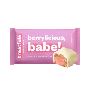 Ekologiškas batonėlis su migdolų, anakardžių ir aviečių įdaru BERRYLICIOUS BABE | treatfuls (2x20 g)