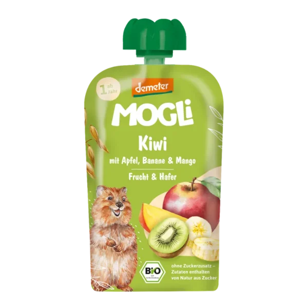 Ekologiška obuolių, bananų, kivių, mangų ir avižų košė be pridėtinio cukraus | Mogli (100 g)