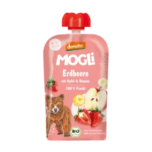 Ekologiška obuolių, bananų ir braškių tyrelė | Mogli (100 g)