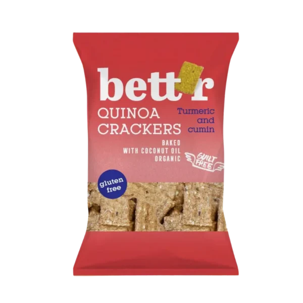 Ekologiški bolivinės balandos krekeriai su ciberžole ir kmynais, be glitimo | bett'r (100 g)
