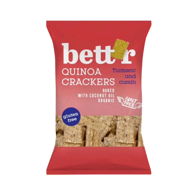 Ekologiški bolivinės balandos krekeriai su ciberžole ir kmynais, be glitimo | bett'r (100 g)