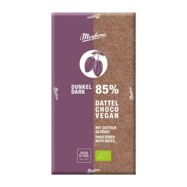 Šokoladas su 85% kakavos, pasaldintas ekologiškomis datulėmis | Meybona (80 g)
