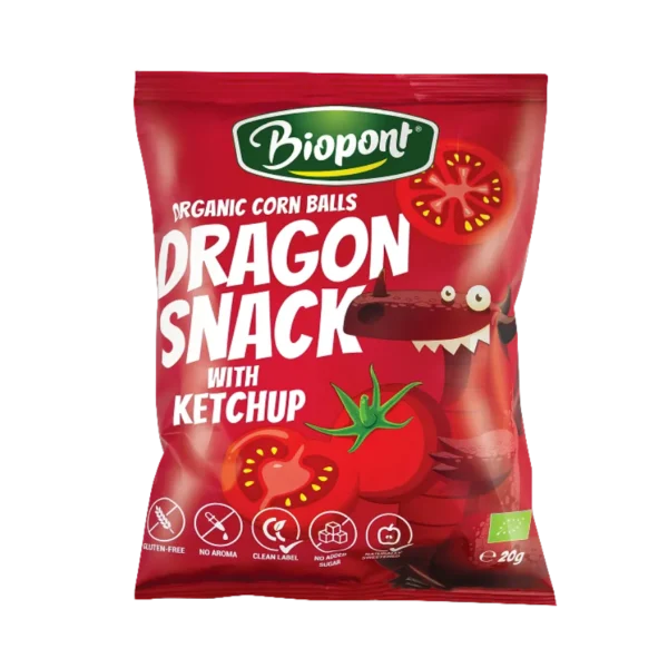 Ekologiški kukurūzų traškučiai su kečupo skoniu, be glitimo | Biopont (20 g)