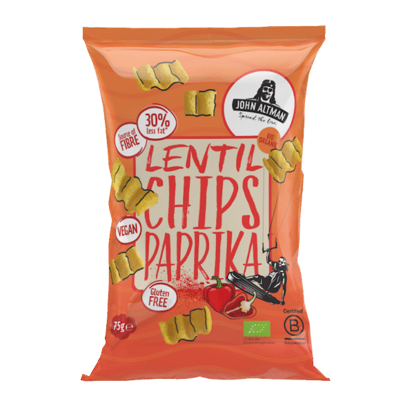 Ekologiški lęšių traškučiai su paprika, be glitimo | JOHN ALTMAN (75 g)