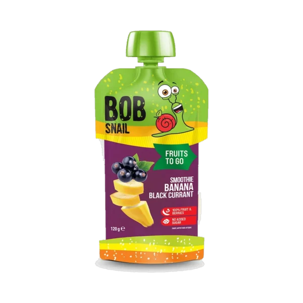 Banano ir juodųjų serbentų tyrelė, be pridėtinio cukraus | Bob Snail (120 g)
