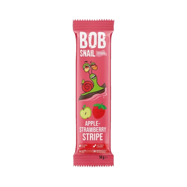 Obuolių ir braškių užkandis, be pridėtinio cukraus | Bob Snail (14 g)