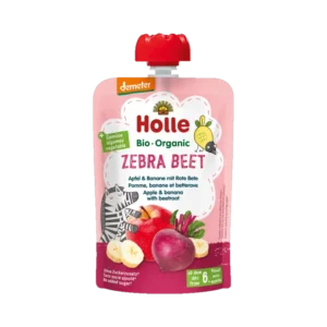 Ekologiška obuolių, bananų ir burokėlių tyrelė, be pridėtinio cukraus | Holle (100 g)
