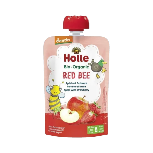 Ekologiška obuolių ir braškių tyrelė | Holle (100 g)