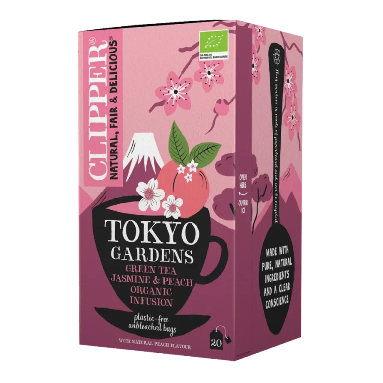 Ekologiška jazminų žalioji arbata su persiko skoniu TOKYO GARDENS | Clipper (20 x 2 g) 40 g