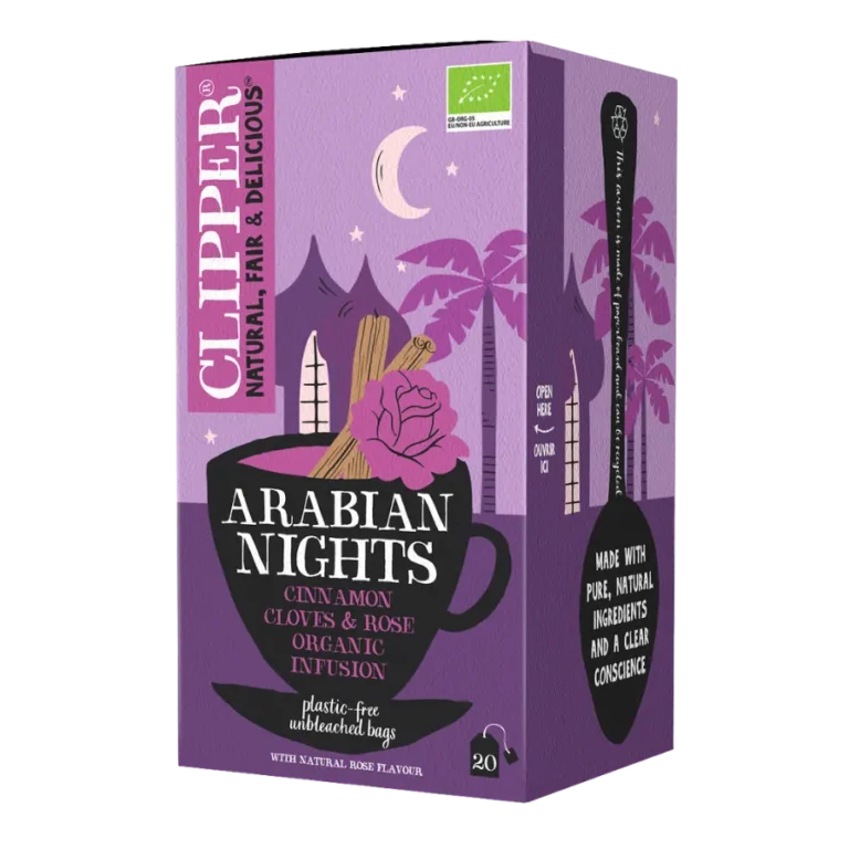 Ekologiška rožių skonio arbata su gvazdikėliais ir cinamonu ARABIAN NIGHTS | Clipper (20 x 2 g) 40 g