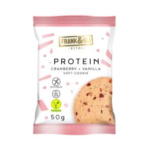 Veganiškas spanguolių ir vanilės baltyminis sausainis | Frank&Oli (50 g)