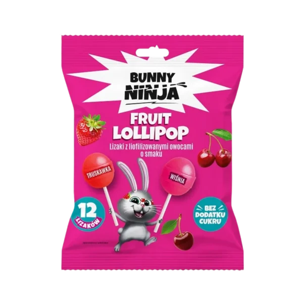 Braškių ir vyšnių skonio ledinukai be pridėtinio cukraus 12 vnt | Bunny Ninja (120 g)