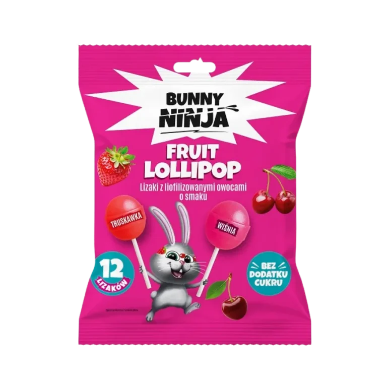 Braškių ir vyšnių skonio ledinukai be pridėtinio cukraus 12 vnt | Bunny Ninja (120 g)