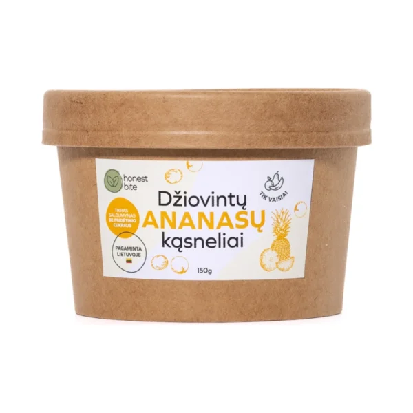MEGA džiovintų ananasų kąsneliai, be pridėtinio cukraus | honestbite (150 g)