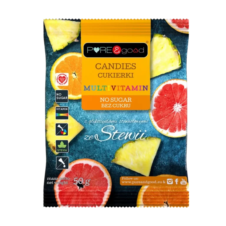 Citrusinių vaisių skonio saldainiai su stevija | Pure&Good (50 g)