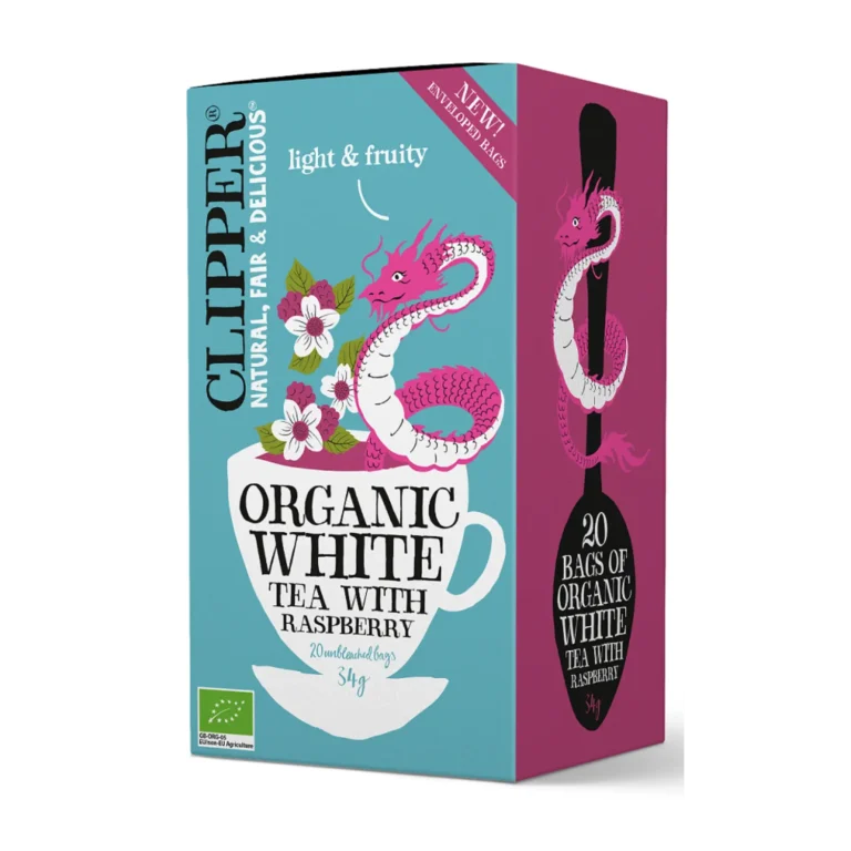 Ekologiška baltoji arbata su avietėmis | Clipper (20 x 1,7 g) 34 g
