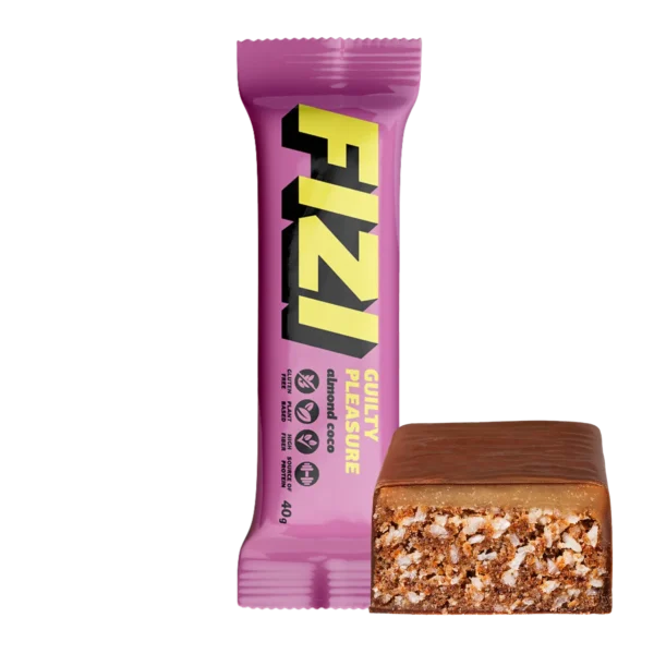 Batonėlis su šokolado glazūra „ALMOND COCO”, be pridėtinio cukraus | Fizi (40 g)