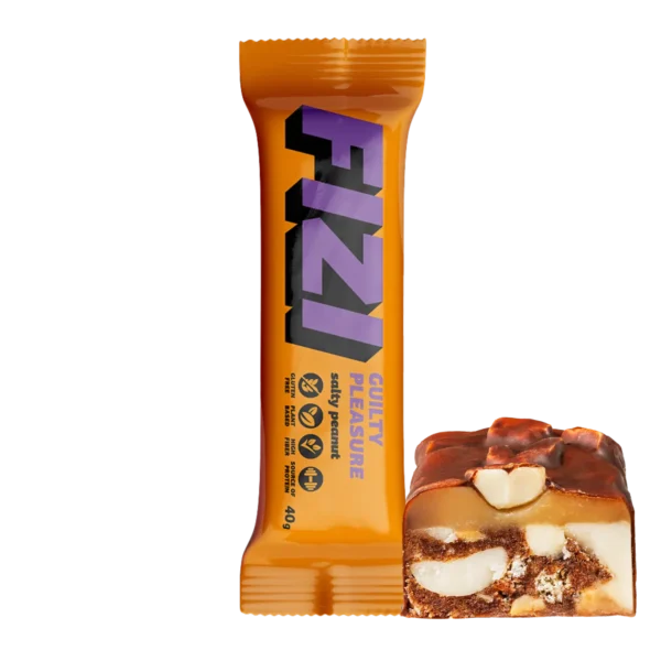 Batonėlis su šokolado glazūra „SALTY PEANUT”, be pridėtinio cukraus | Fizi (40 g)