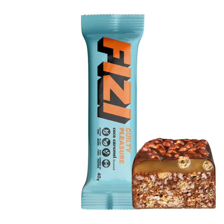 Batonėlis su šokolado glazūra „COCO CARAMEL”, be pridėtinio cukraus | Fizi (40 g)