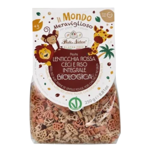 Ekologiški raudonųjų lęšių, avinžirnių ir pilno grūdo ryžių makaronai vaikams SAVANA, be glitimo| Pasta Natura (250 g)