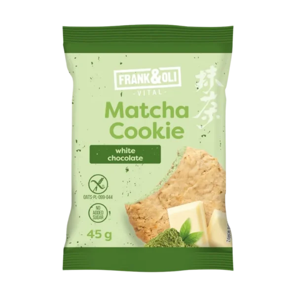 Avižinis matcha ir baltojo šokolado sausainis | Frank & Oli (45 g)