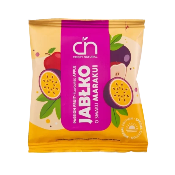 Traškūs džiovinti obuoliai su pasiflorų skoniu | Crispy Natural (18 g)