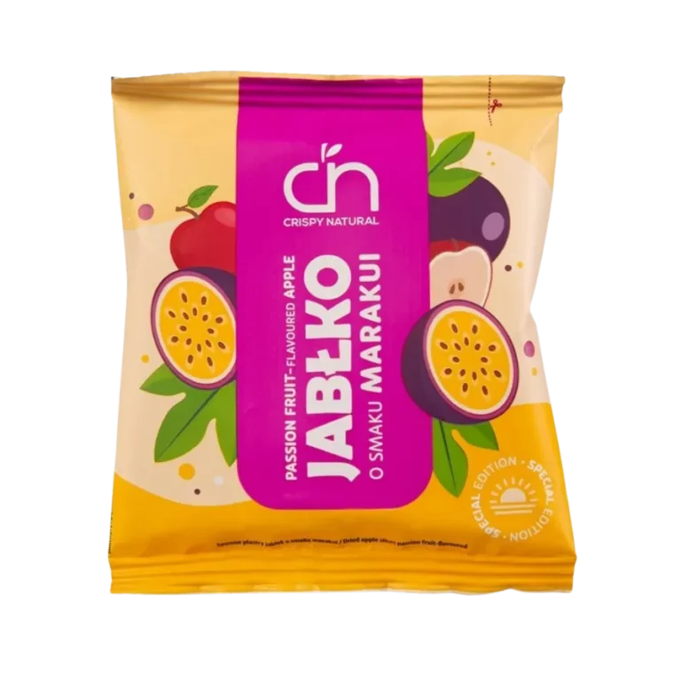 Traškūs džiovinti obuoliai su pasiflorų skoniu | Crispy Natural (18 g)