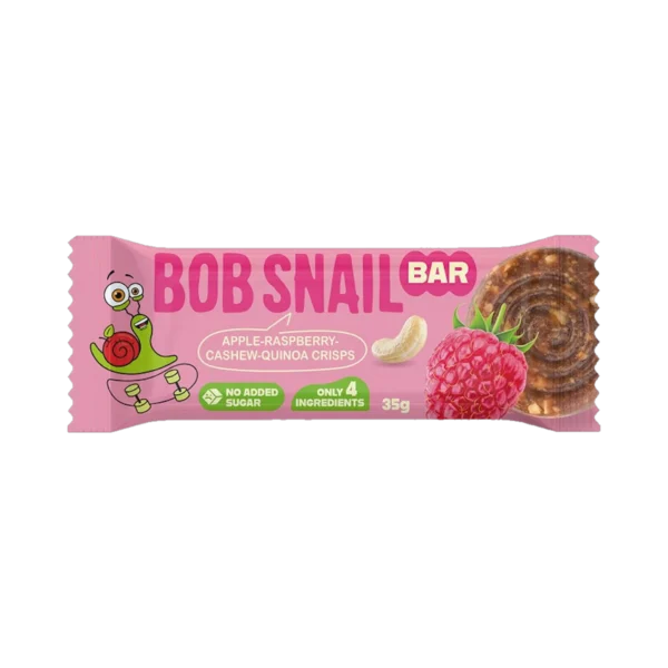 Obuolių, aviečių ir anakardžių batonėlis be pridėtinio cukraus | Bob Snail (35 g)