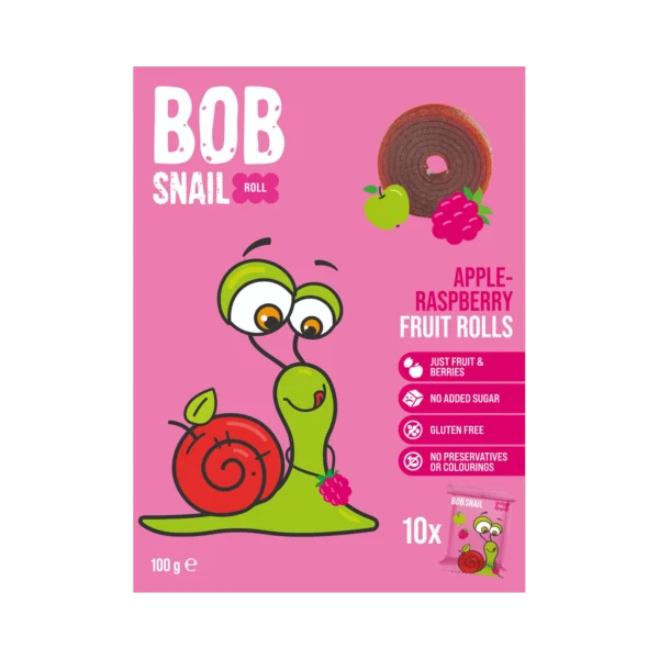 Obuolių ir aviečių suktinukų rinkinys, be pridėtinio cukraus | Bob Snail (10 x 10 g)