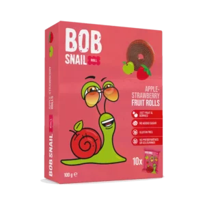 Obuolių ir braškių suktinukų rinkinys, be pridėtinio cukraus | Bob Snail (10 x 10 g)