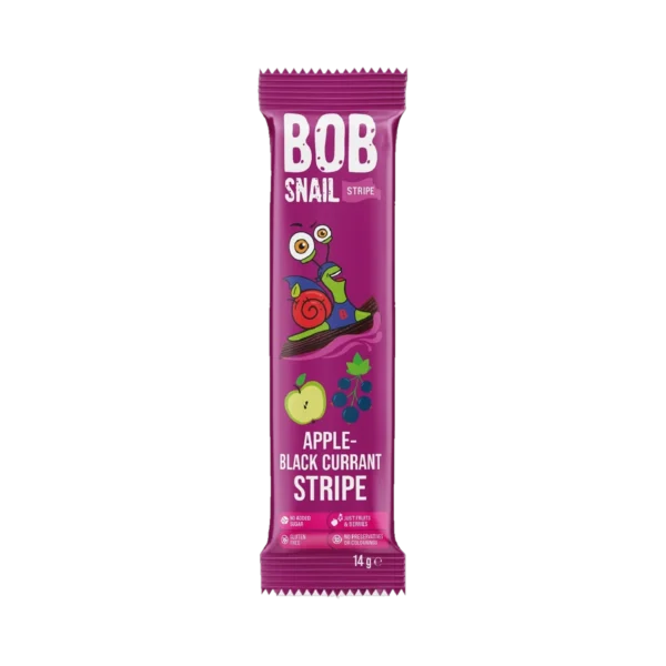 Obuolių ir juodųjų serbentų užkandis, be pridėtinio cukraus | Bob Snail (14 g)