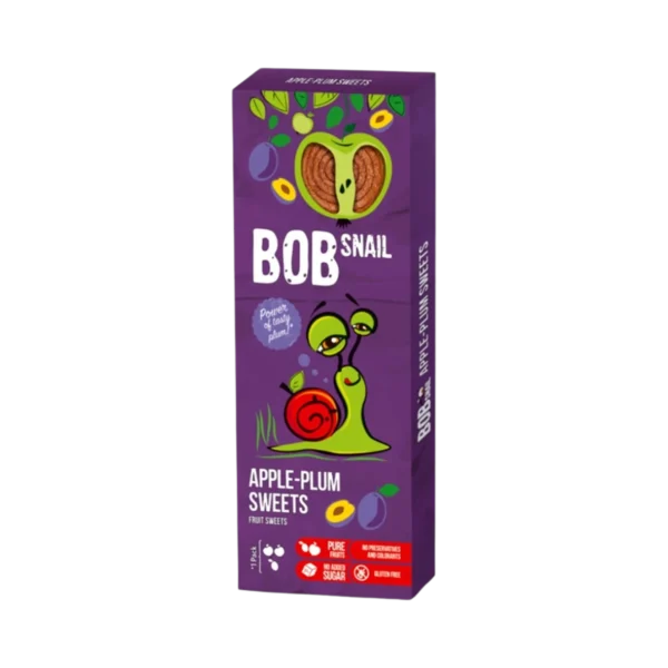 Obuolių ir slyvų užkandis, be pridėtinio cukraus | Bob Snail (30 g)