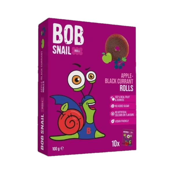 Obuolių – juodųjų serbentų suktinukų rinkinys, be pridėtinio cukraus | Bob Snail (10 x 10 g)