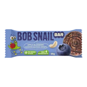 Obuolių, mėlynių ir anakardžių batonėlis be pridėtinio cukraus | Bob Snail (35 g)