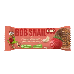 Obuolių, braškių ir anakardžių batonėlis be pridėtinio cukraus | Bob Snail (35 g)
