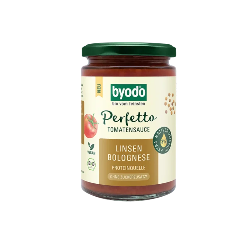 Ekologiškas pomidorų BOLOGNESE padažas su lęšiais, be pridėtinio cukraus | BYODO (340 g)