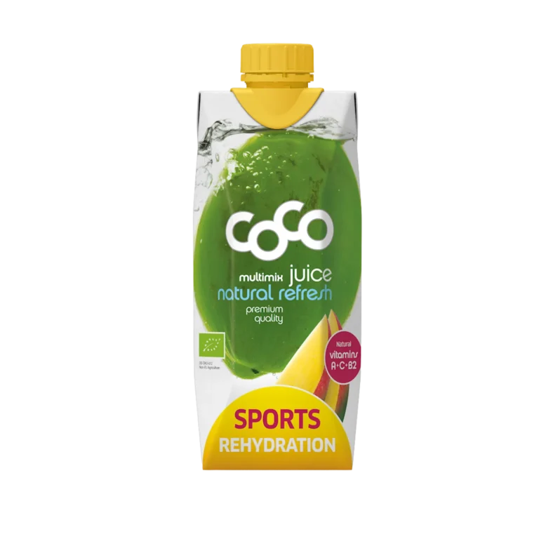 Ekologiškas kokosų vanduo „Sports Rehydration“ su mangais | COCO (500 ml)