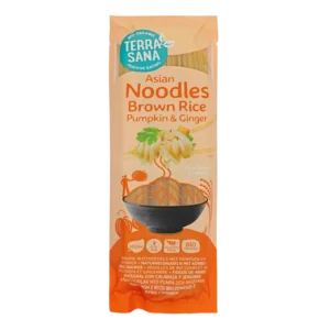 Ekologiški viso grūdo ryžių NOODLES makaronai su moliūgais, be glitimo | TERRASANA (250 g)