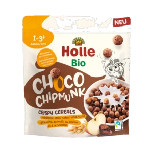 Ekologiški CHOCO CHIPMUNK traškūs obuolių-kakavos skonio sausi pusryčiai | Holle (125 g)