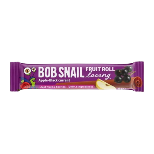 Užkandžių suktinukas obuolys - juodieji serbentai | Bob Snail (15 g)