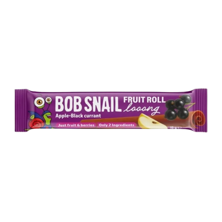 Užkandžių suktinukas obuolys - juodieji serbentai | Bob Snail (15 g)