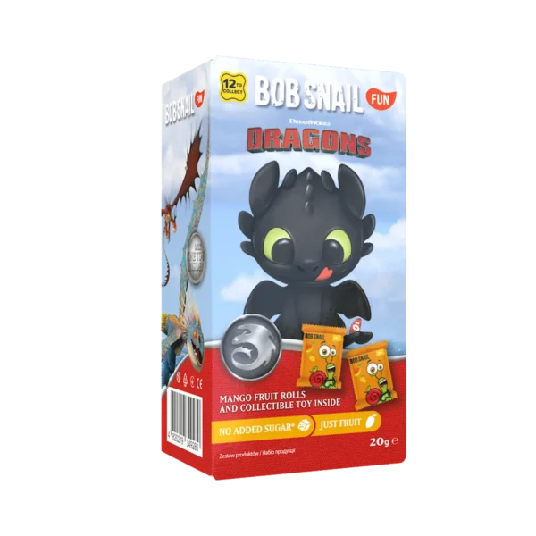 Mangų užkandis su žaisliuku viduje, be pridėtinio cukraus | Bob Snail (20 g)