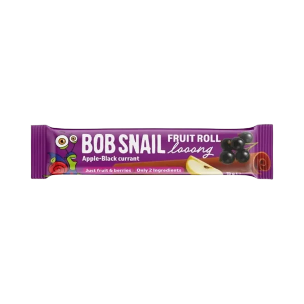 Užkandžių suktinukas obuolys – juodieji serbentai | Bob Snail (15 g)