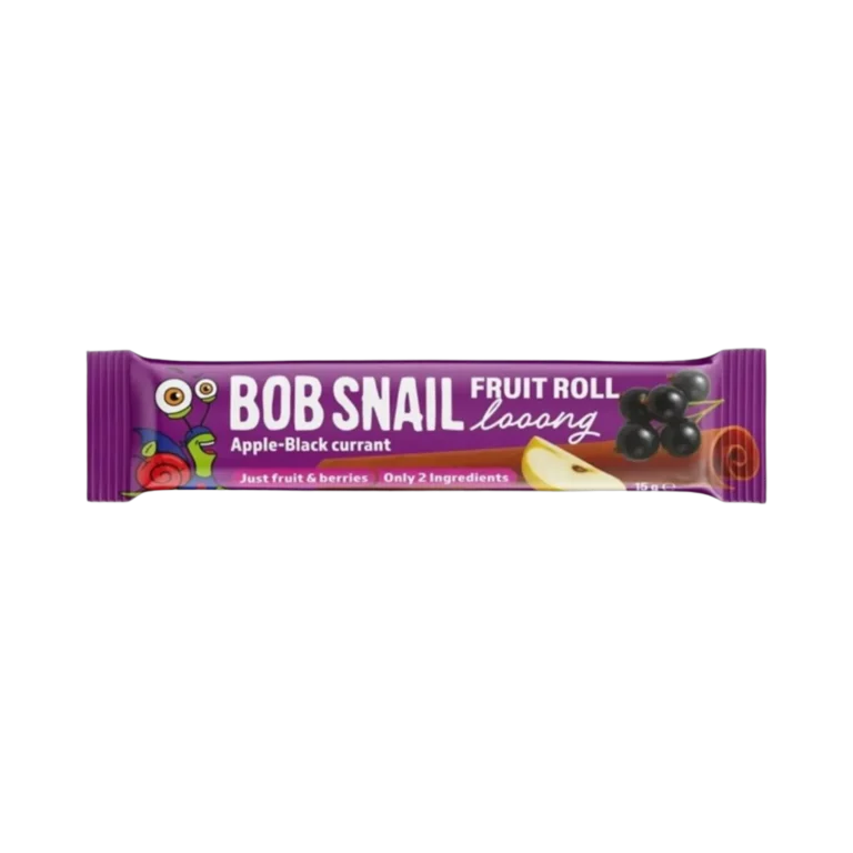 Užkandžių suktinukas obuolys – juodieji serbentai | Bob Snail (15 g)